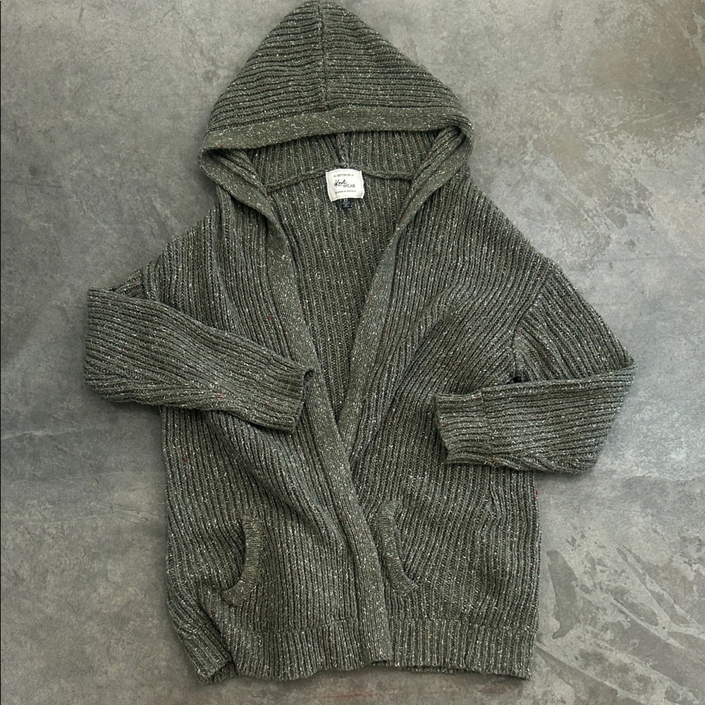 Women’s Cozy Hooded Rib-Knit Sweater Cardigan - Olive Green